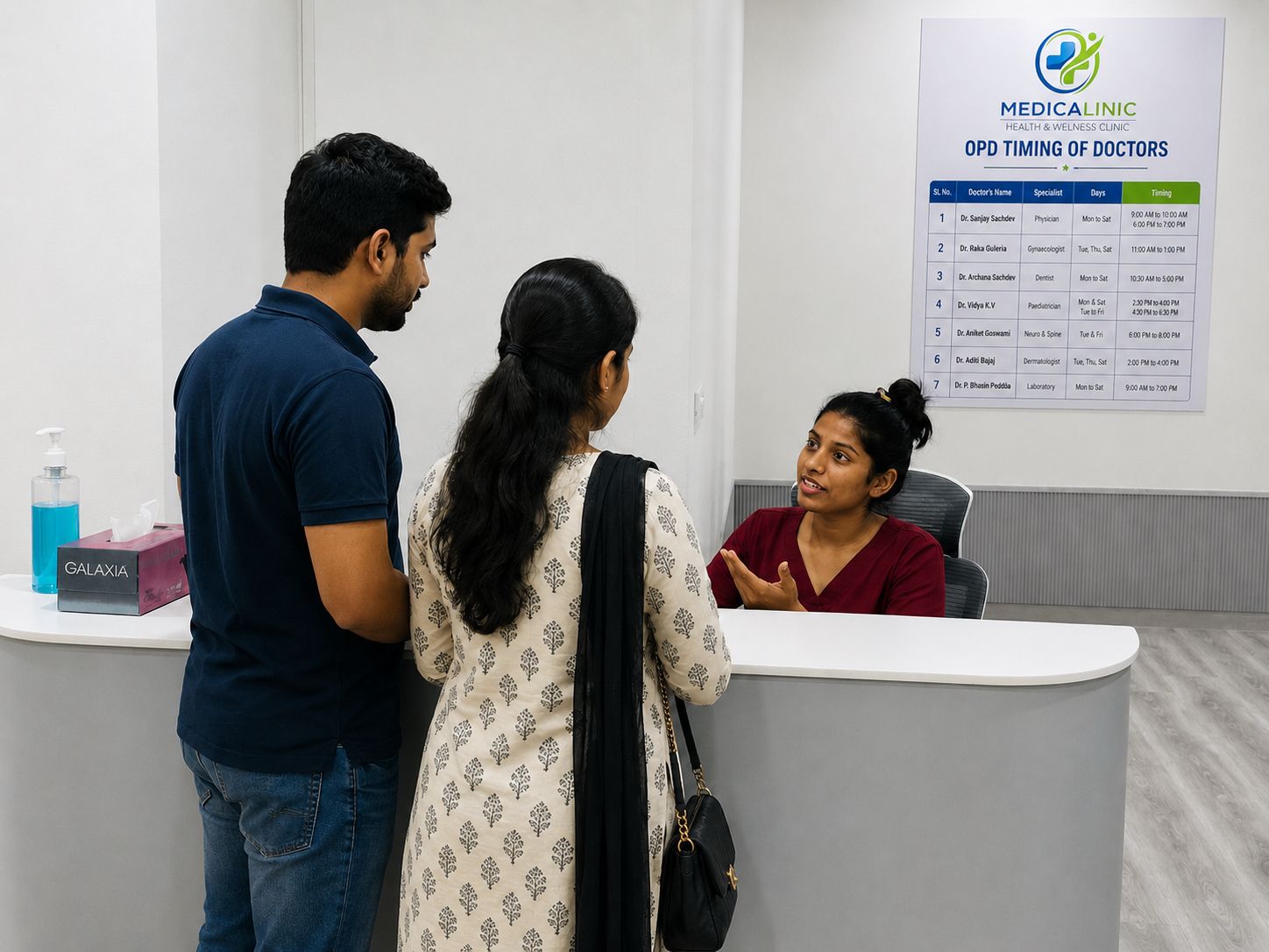 Medicalinic reception at LifeArc Wellness, Maharani Bagh
